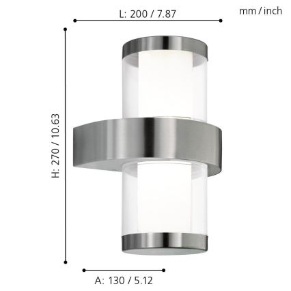 Eglo - Φως τοίχου εξωτερικού χώρου 1 2xLED/3,7W/230V IP44