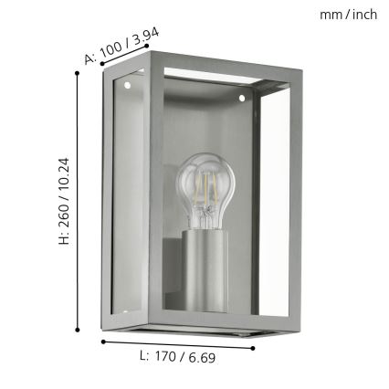 Eglo - Φως εξωτερικού χώρου 1xE27/60W/230V IP44