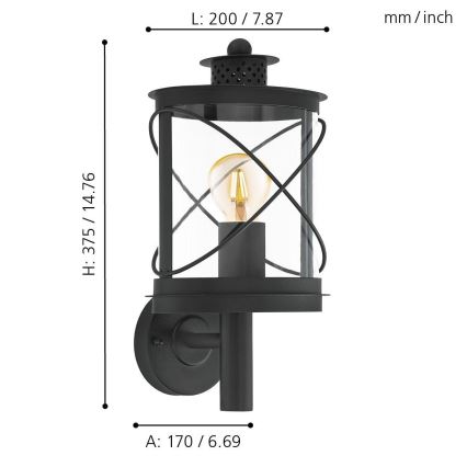 Eglo - Φως εξωτερικού χώρου 1xE27/60W/230V IP44