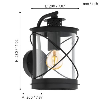 Eglo - Φως εξωτερικού χώρου 1xE27/60W/230V IP44