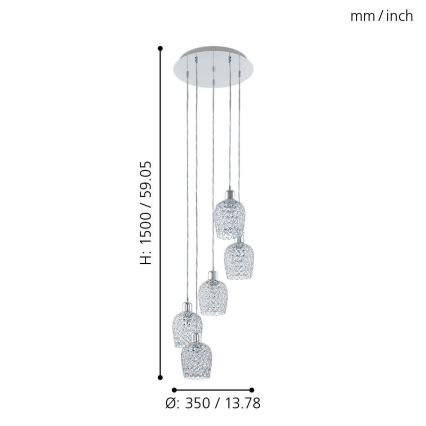 Eglo - Κρεμαστό φωτιστικό οροφής 5xE27/60W/230V