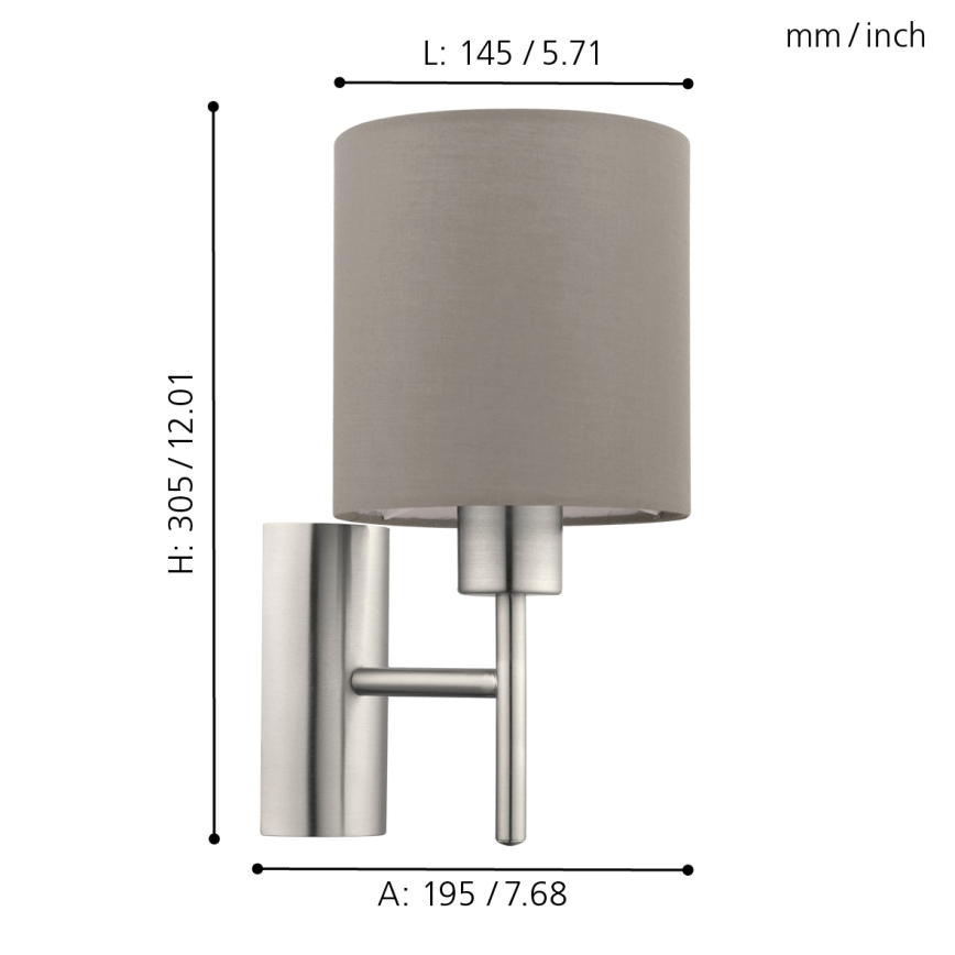 Eglo - Φωτιστικό τοίχου 1xE27/60W/230V taupe