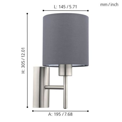 Eglo - Φωτιστικό τοίχου 1xE27/60W/230V