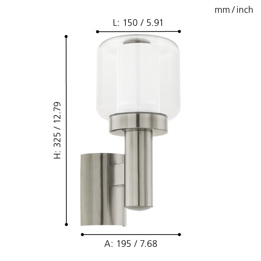 Eglo - Φως τοίχου εξωτερικού χώρου 1xE27/40W IP44
