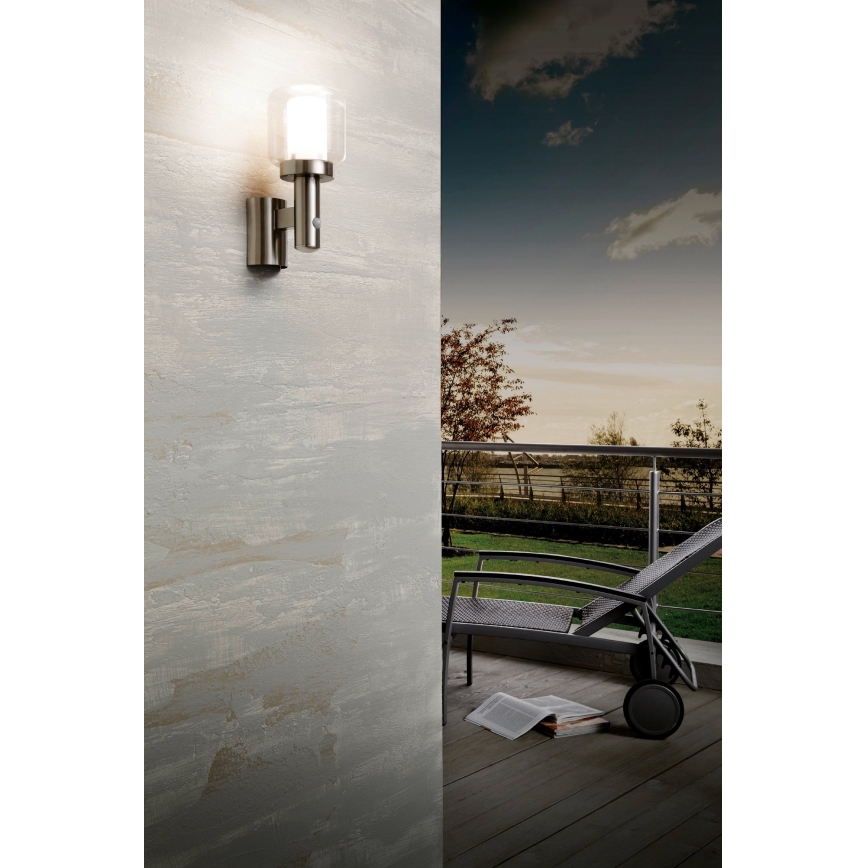 Eglo - Φως τοίχου εξωτερικού χώρου με αισθητήρα 1xE27/40W IP44