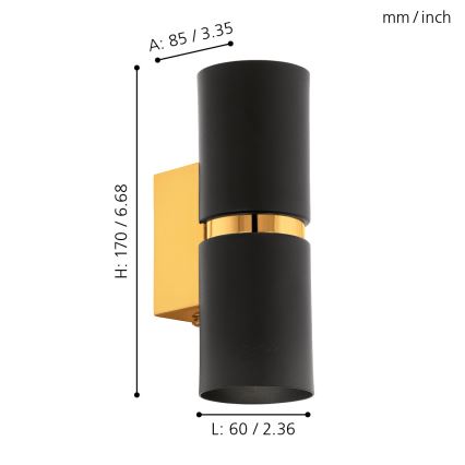 Eglo - Φως τοίχου LED 2xGU10-LED/4W/230V