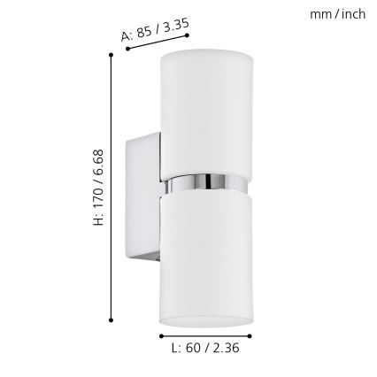 Eglo - Φως τοίχου LED 2xGU10-LED/4W/230V