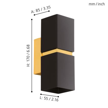 Eglo - Φως τοίχου LED 2xGU10-LED/4W/230V