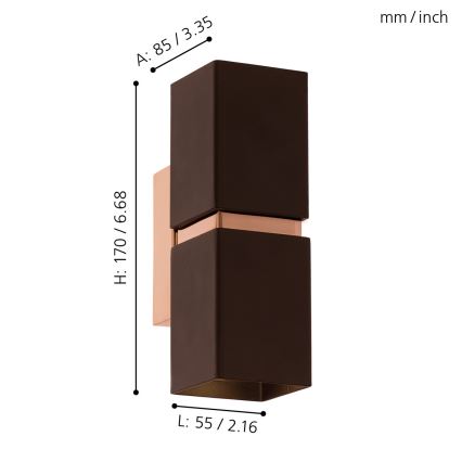 Eglo - Φως τοίχου LED 2xGU10-LED/4W/230V