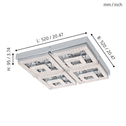 Eglo - Κρυστάλλινο φως οροφής LED LED/48W/230V