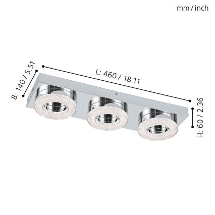 Eglo - Κρυστάλλινο φως οροφής LED 3xLED/4W/230V