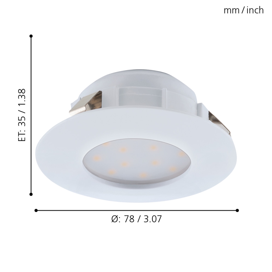 Eglo - ΣΕΤ 3x Χωνευτό φωτιστικό οροφής μπάνιου LED PINEDA 1xLED/4,9W/230V IP44
