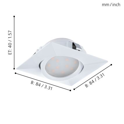 Eglo - Σετ 3x χωνευτό φωτιστικό οροφής LED PINEDA LED/4,9W/230V