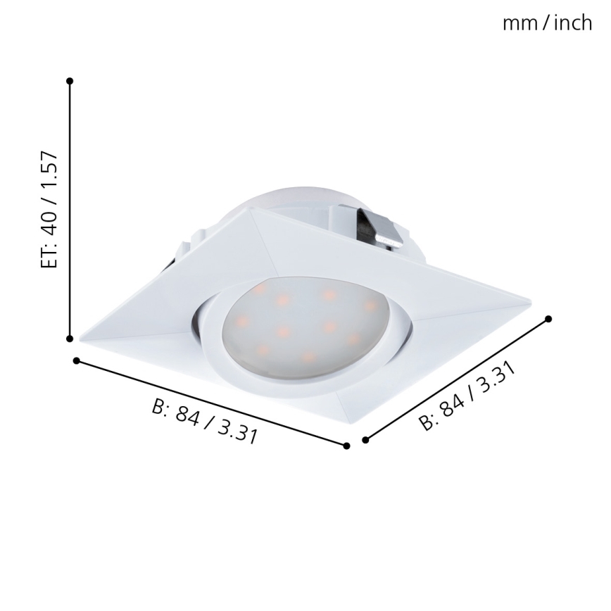Eglo - Σετ 3x χωνευτό φωτιστικό οροφής LED PINEDA LED/4,9W/230V