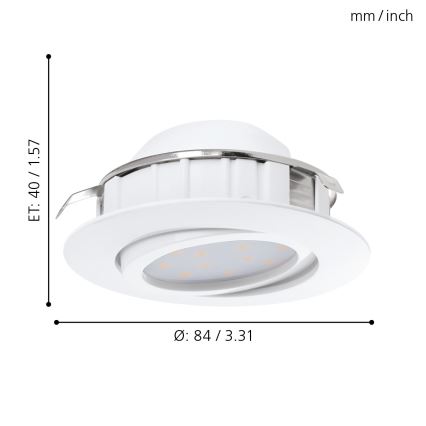 Eglo - ΣΕΤ 3x LED Dimmable χωνευτό φωτιστικό PINEDA 1xLED/5,5W/230V