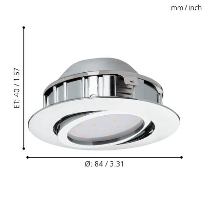 Eglo - ΣΕΤ 3x LED Dimmable χωνευτό φωτιστικό PINEDA 1xLED/5,5W/230V
