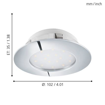 Eglo - LED εντοιχισμένο φωτιστικό οροφής LED/12W/230V