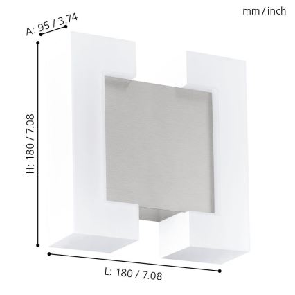 Eglo - Φως τοίχου εξωτερικού χώρου LED 2xLED/4,8W IP44