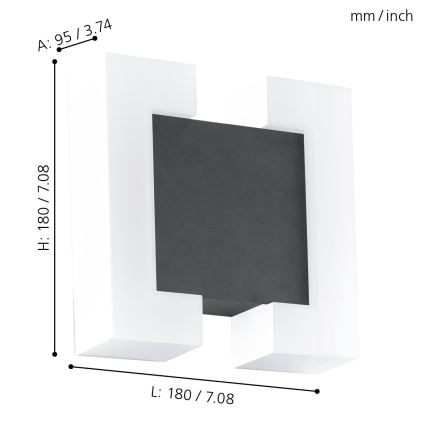 Eglo - Φως τοίχου εξωτερικού χώρου LED 2xLED/4,8W IP44