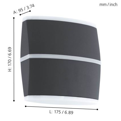Eglo - Φως τοίχου εξωτερικού χώρου LED 2xLED/6W IP44
