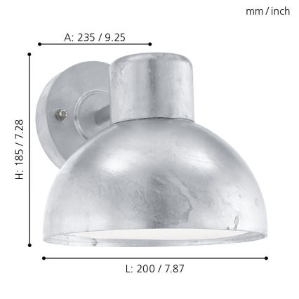 Eglo - Φως τοίχου εξωτερικού χώρου 1xE27/60W IP44