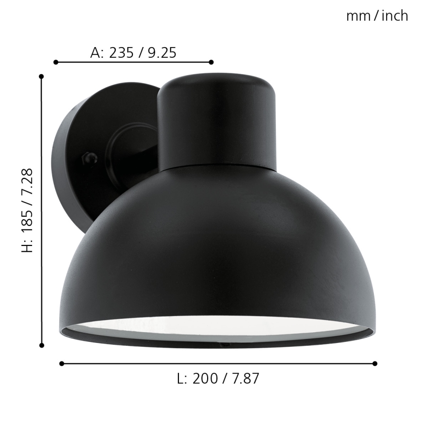 Eglo - Φως τοίχου εξωτερικού χώρου 1xE27/60W IP44