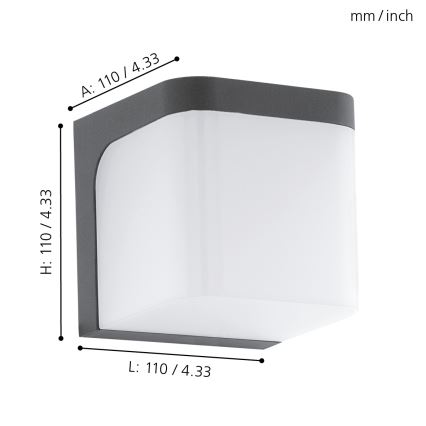 Eglo - Επιτοίχιο φωτιστικό εξωτερικού χώρου LED LED/4,9W/230V IP44