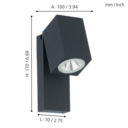 Eglo - Φως τοίχου εξωτερικού χώρου LED LED/5W/230V IP44