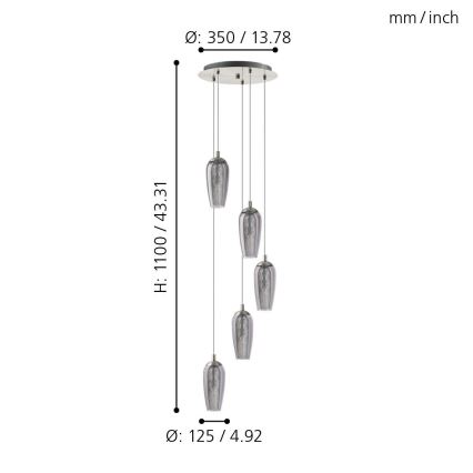 Eglo 96345 - Πολύφωτο LED σε σχοινί FARSALA 5xG9/2,5W/230V