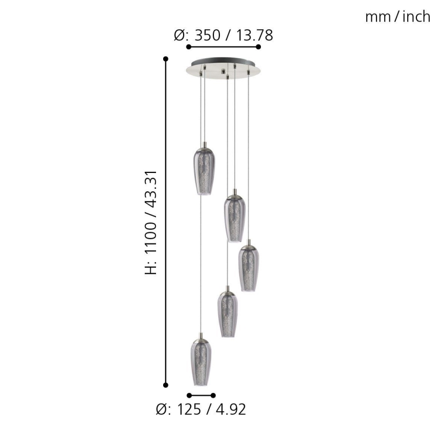 Eglo 96345 - Πολύφωτο LED σε σχοινί FARSALA 5xG9/2,5W/230V