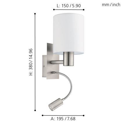 Eglo - Φως τοίχου LED 1xE27/40W+LED/3,8W λευκό