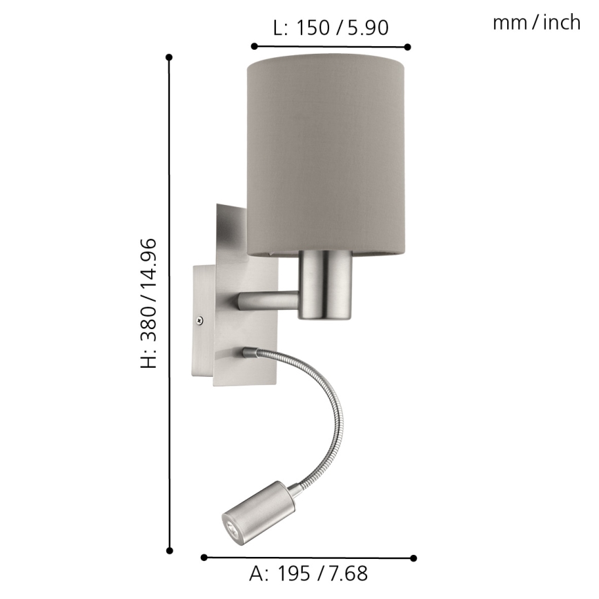 Eglo - LED Εύκαμπτο φωστικό 1xE27/40W+LED/3,8W taupe