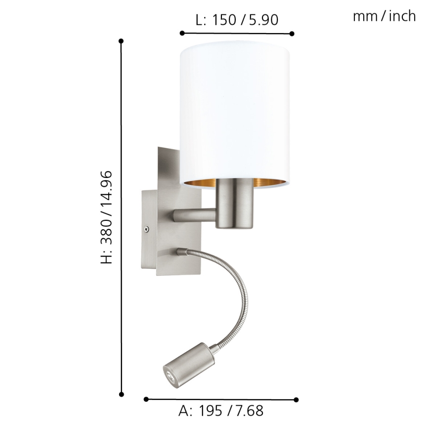 Eglo - LED ρυθμιζόμενο φωτιστικό 1xE27/40W/230V + LED/3,8W λευκό