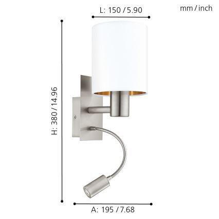 Eglo - Φως τοίχου LED 1xE27/40W+LED/3,8W λευκό