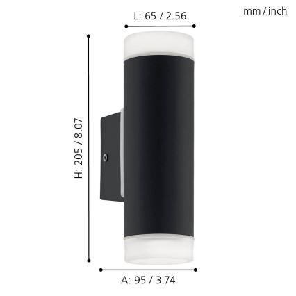 Eglo - Φως τοίχου εξωτερικού χώρου LED 2xGU10/5W IP44