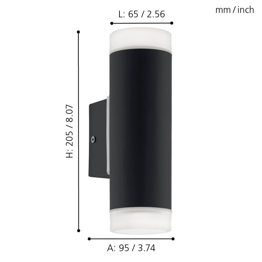 Eglo - Φως τοίχου εξωτερικού χώρου LED 2xGU10/5W IP44
