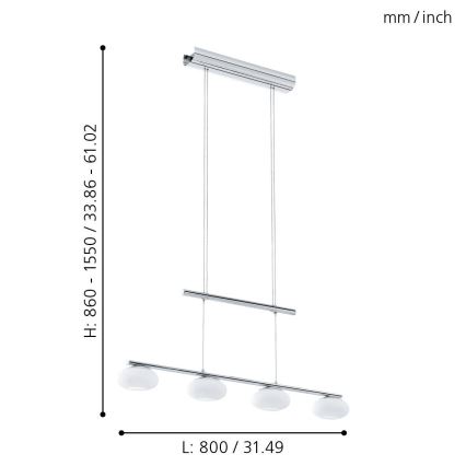 Eglo - Led Dimmable κρεμαστό φωτιστικό οροφής 4xLED/4,5W/230V