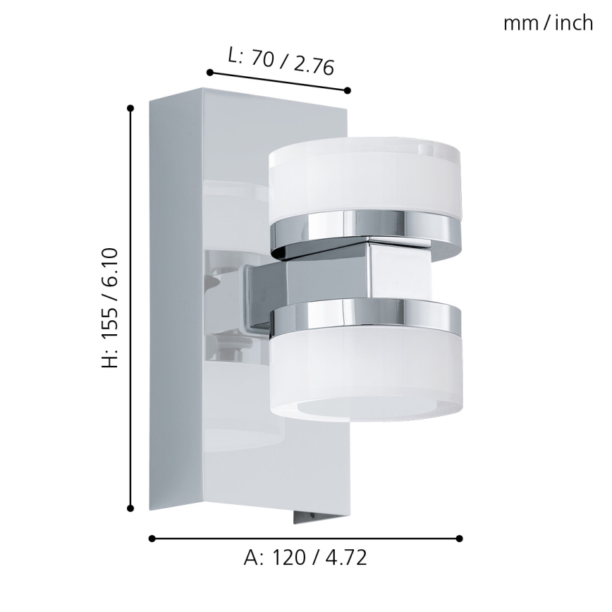 Eglo - LED Dimming επιτοίχιο φωτιστικό μπάνιου 2xLED/7,2W/ IP44