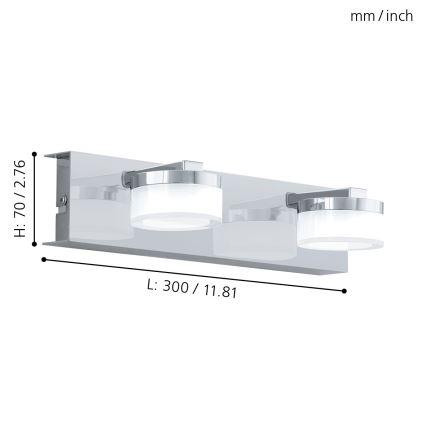 Eglo - LED Dimming επιτοίχιο φωτιστικό μπάνιου 2xLED/7,2W/ IP44