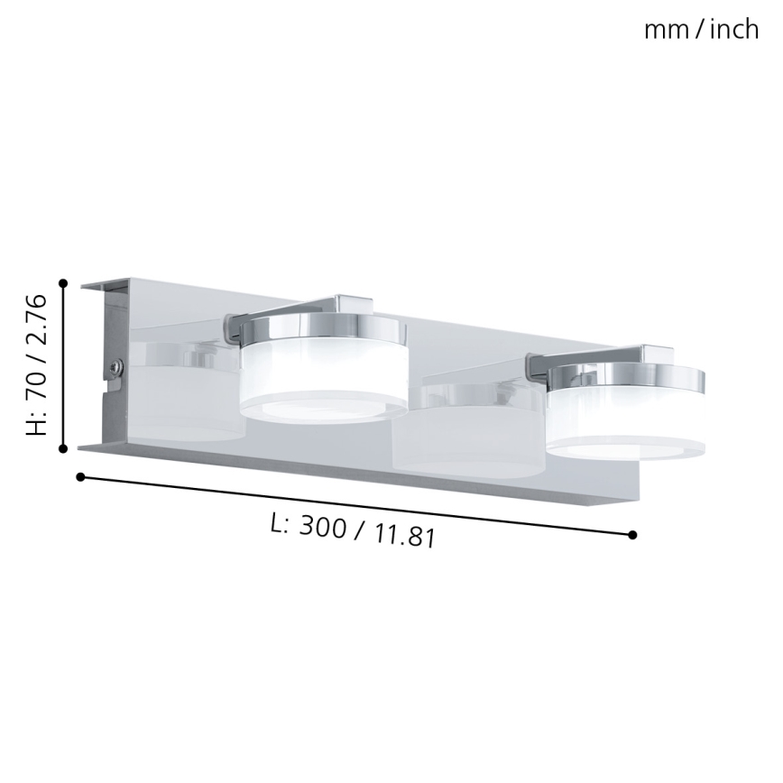 Eglo - LED Dimming επιτοίχιο φωτιστικό μπάνιου 2xLED/7,2W/ IP44