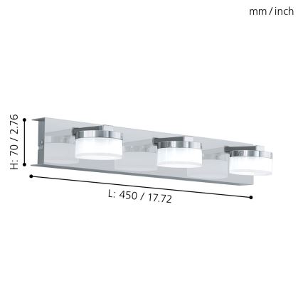 Eglo - LED Dimming επιτοίχιο φωτιστικό μπάνιου 3xLED/7,2W/ IP44