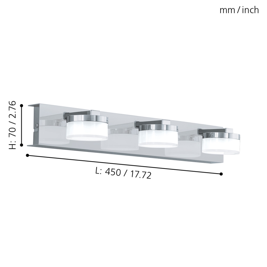 Eglo - LED Dimming επιτοίχιο φωτιστικό μπάνιου 3xLED/7,2W/ IP44