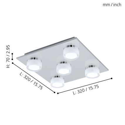 Eglo - Φωτιστικό οροφής μπάνιου dimming LED 5xLED/7,2W/ IP44