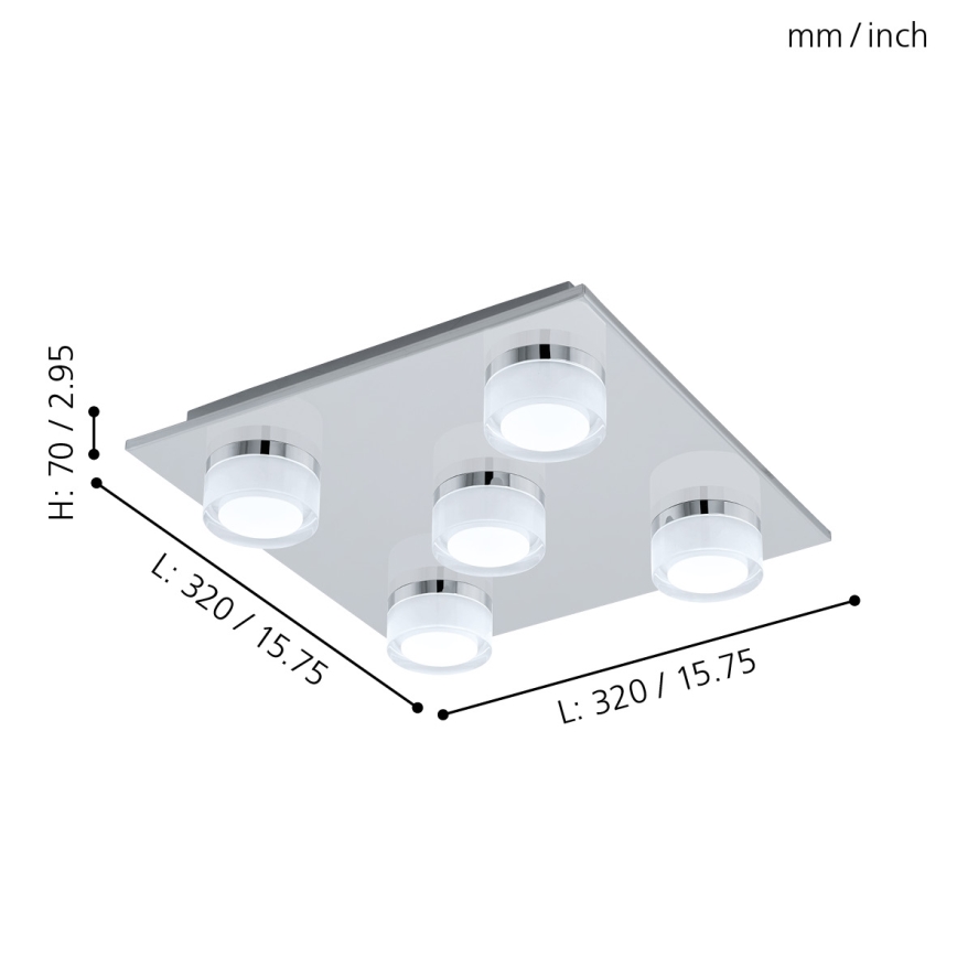 Eglo - Φωτιστικό οροφής μπάνιου dimming LED 5xLED/7,2W/ IP44