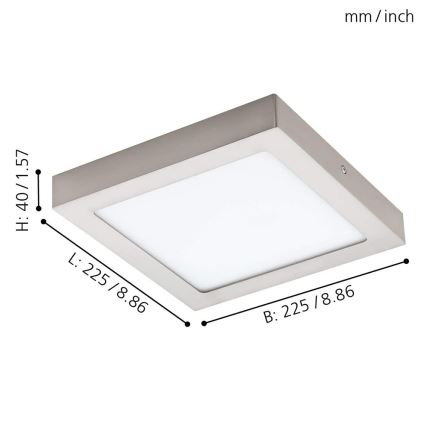 Eglo - LED RGBW Ρυθμιζόμενο φωτιστικό οροφής FUEVA-C LED/15,6W/230V Bluetooth 22,5x22,5 cm