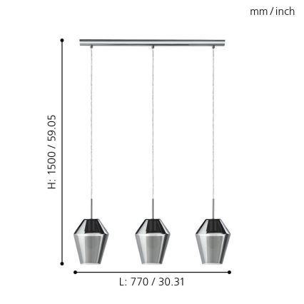 Eglo - Κρεμαστό φως 3xE27/28W/230V