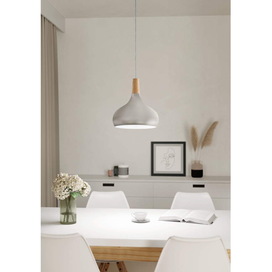 Eglo - Κρεμαστό φωτιστικό 1xE27/60W/230V διάμ. 28 εκ. ασημί