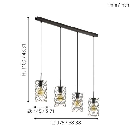 Eglo - Κρεμαστό φως 4xE27/60W/230V