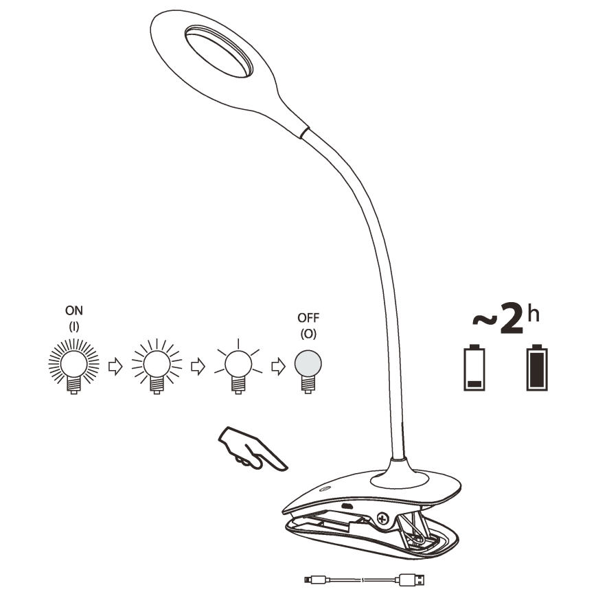 Eglo - Ρυθμιζόμενη LED λάμπα με κλιπ LED/3W/5V 500 mAh λευκή