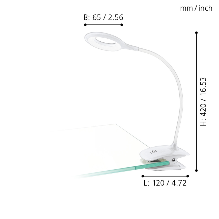 Eglo - Λάμπα dimming LED με κλιπ 1xLED/3W/5V 500 mAh λευκό